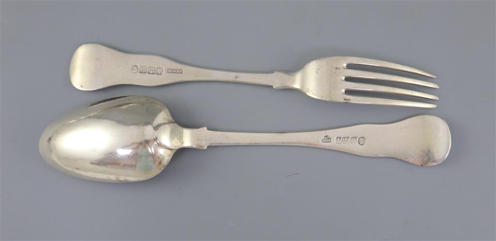 Thirty six items of 19th century Scottish Kings pattern flatware, 65.5oz.
